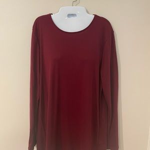JJill Perfect Pima Delicate Trim Tunic Size Large Color Cranberry